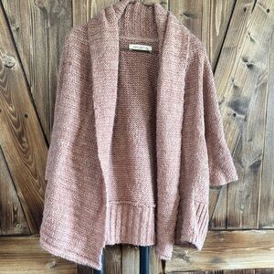 Arden B Blush Pink Chunky Open-Front Cardigan